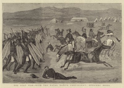 La guerra zulú, con el contingente nativo de Natal, ejercicio de oficiales de John Charles Dollman